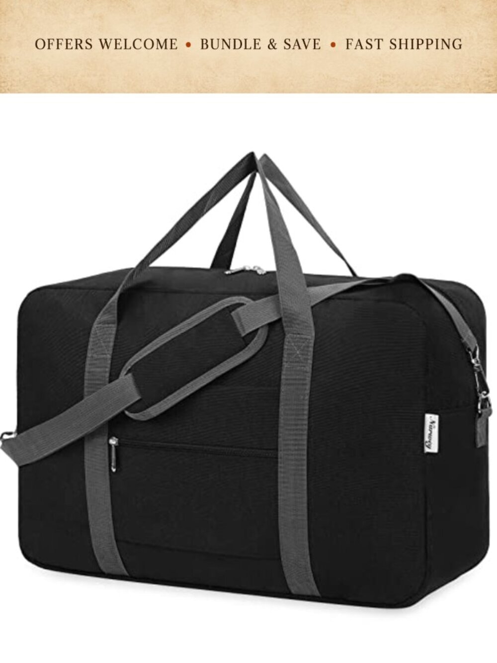 40L Travel Duffel Bag Carry On Luggage Foldable Weekender with Strap